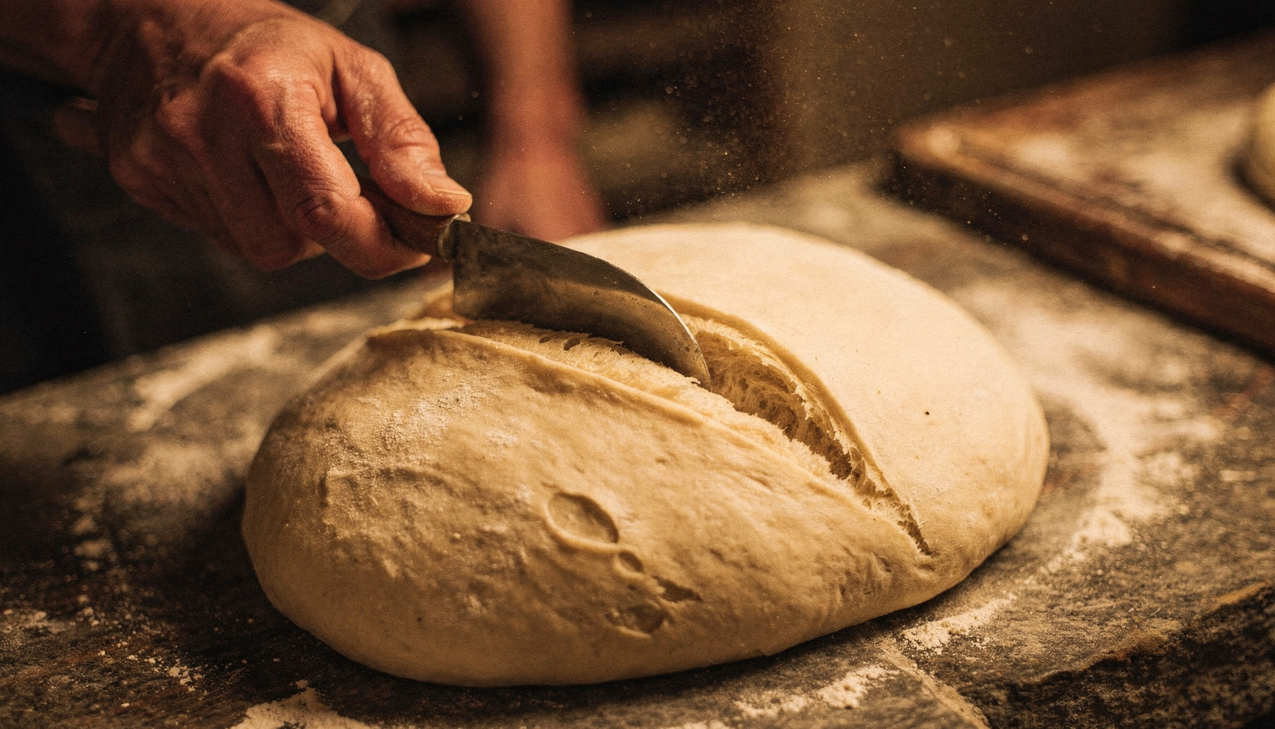 Scoring — hands at work in the bakehouse